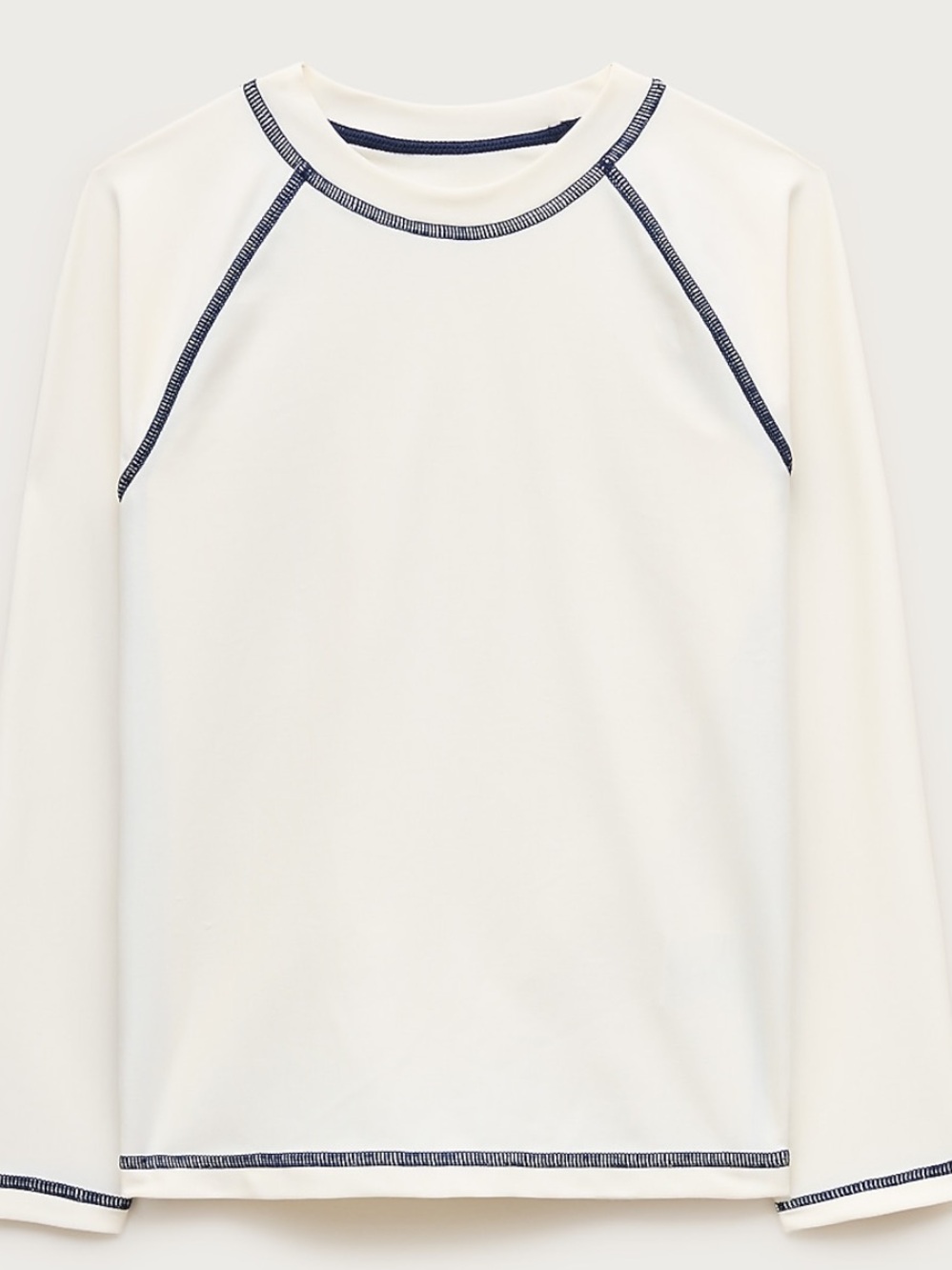 J. Crew Crewcuts Cream Long-Sleeve Rash Guard with Navy Contrast Stitch